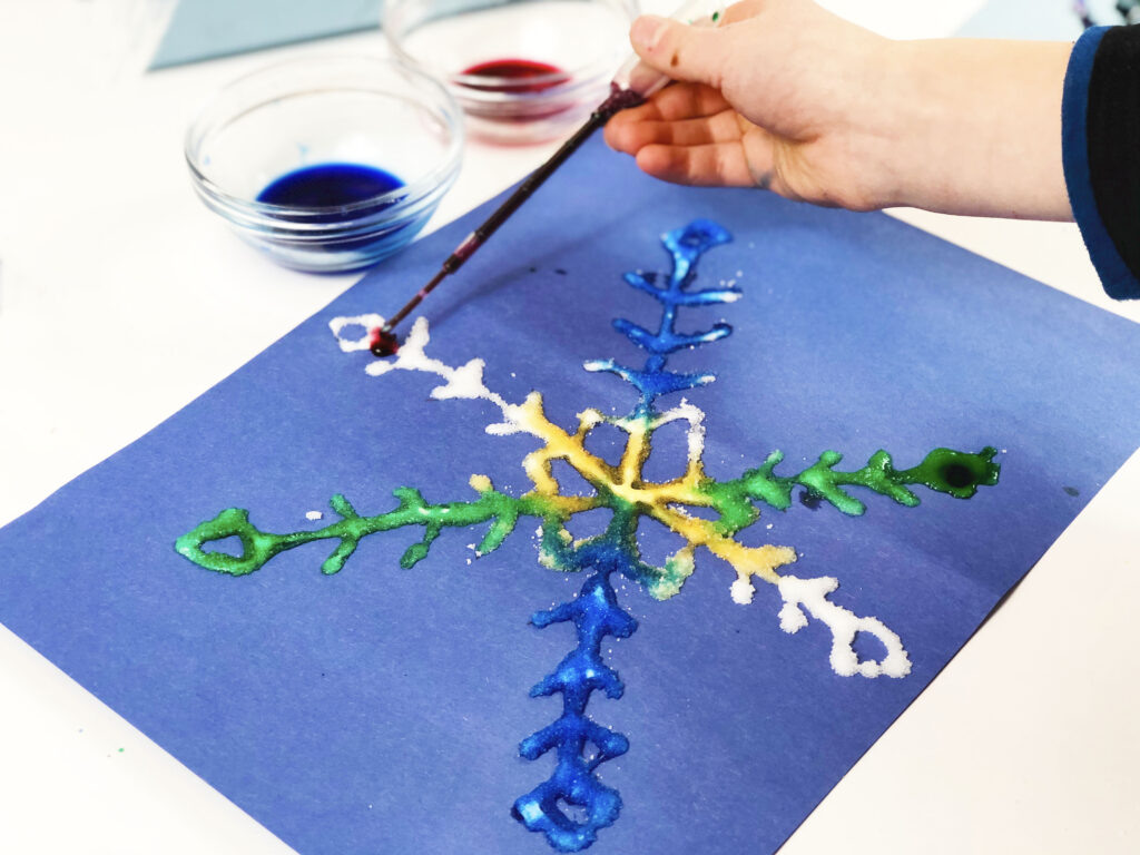 Разноцветная соляная снежинка. Фото с https://teachbesideme.com/