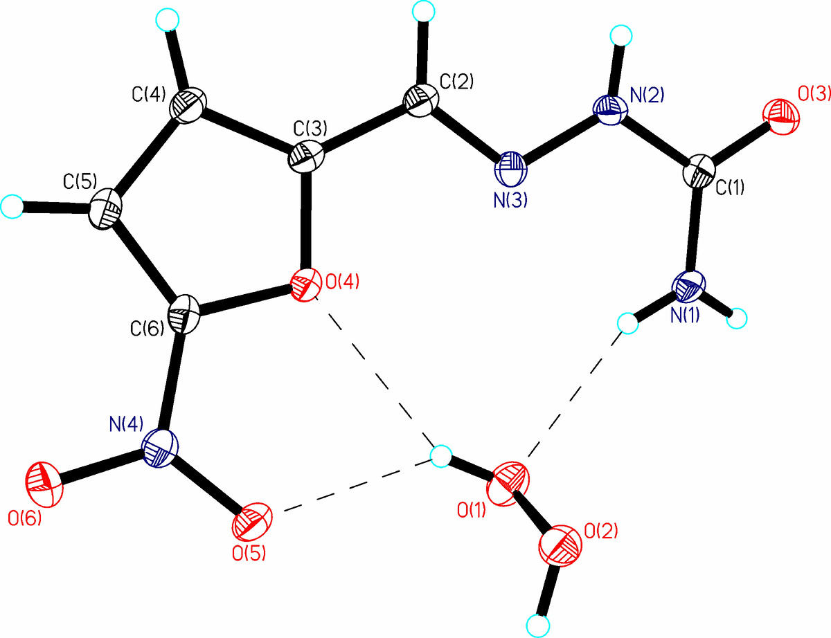 Кристаллографически независимая область в структуре персольвата фурацилина 1:1.
