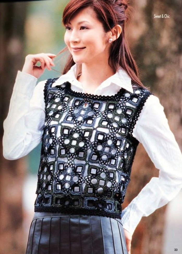 Топ, безрукавка с геометрическим рисунком Вязание для Вас