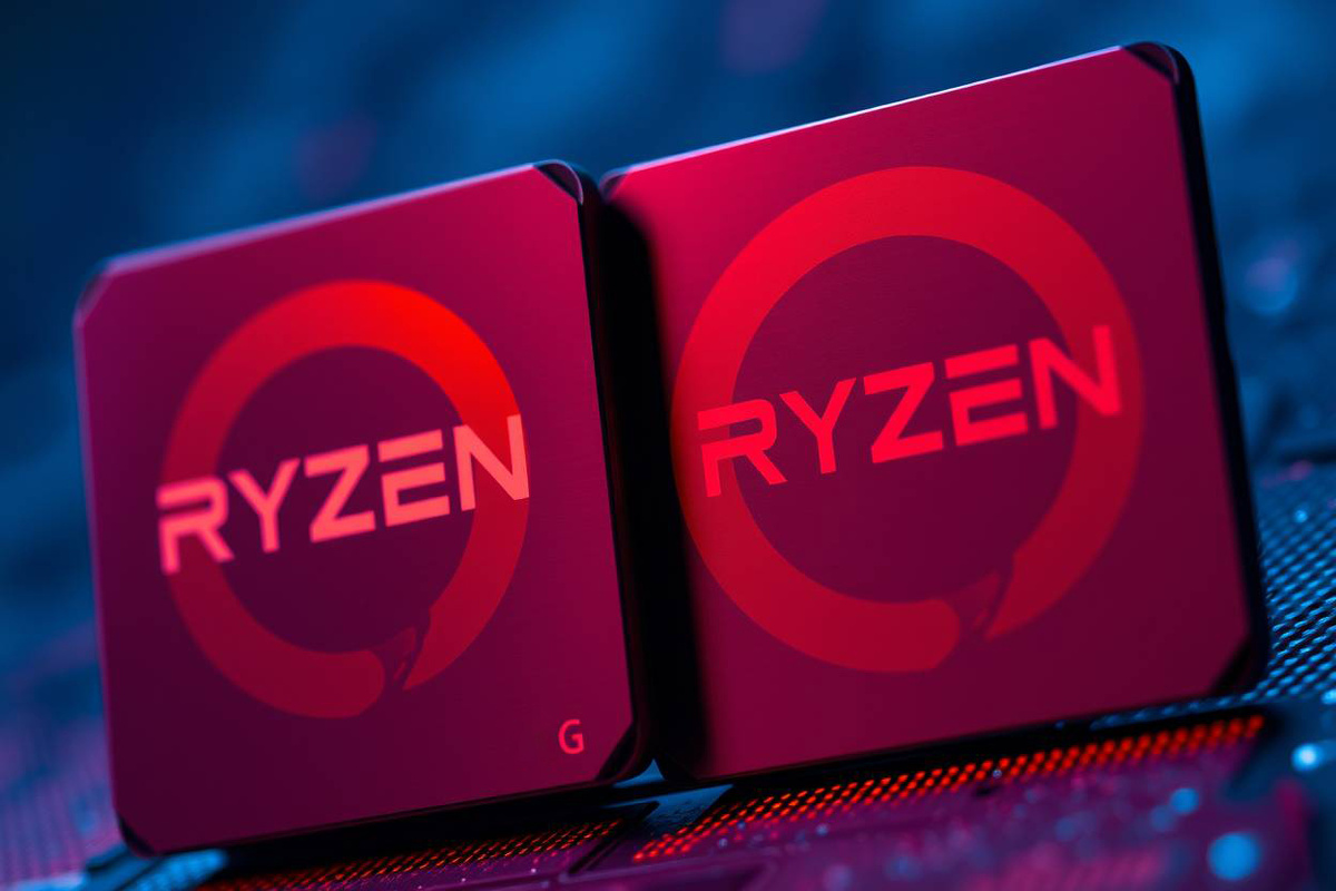 Изображение, сгенерированное ИИ по запросу: Техническое изображение двух процессоров Ryzen. Слева - процессор Ryzen с ‘G’