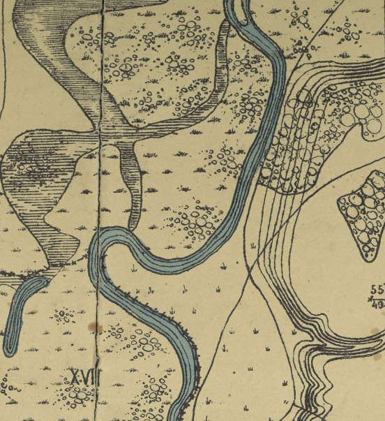 Карта Казани с окрестностями 1886 г. техника Кванина. Фрагмент.