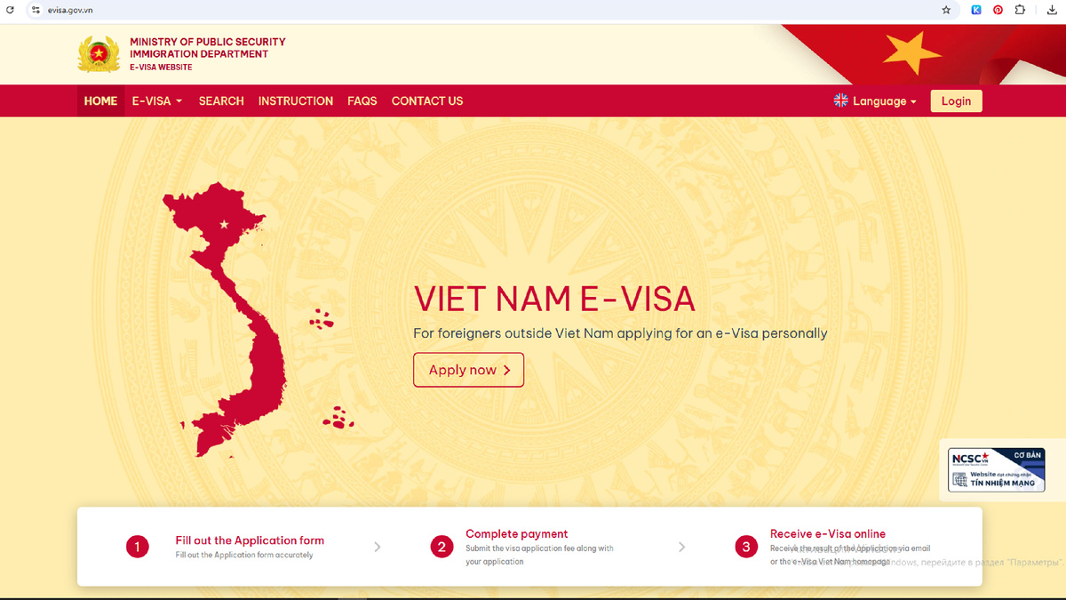 Так выглядит сайт по оформлению туристической визы