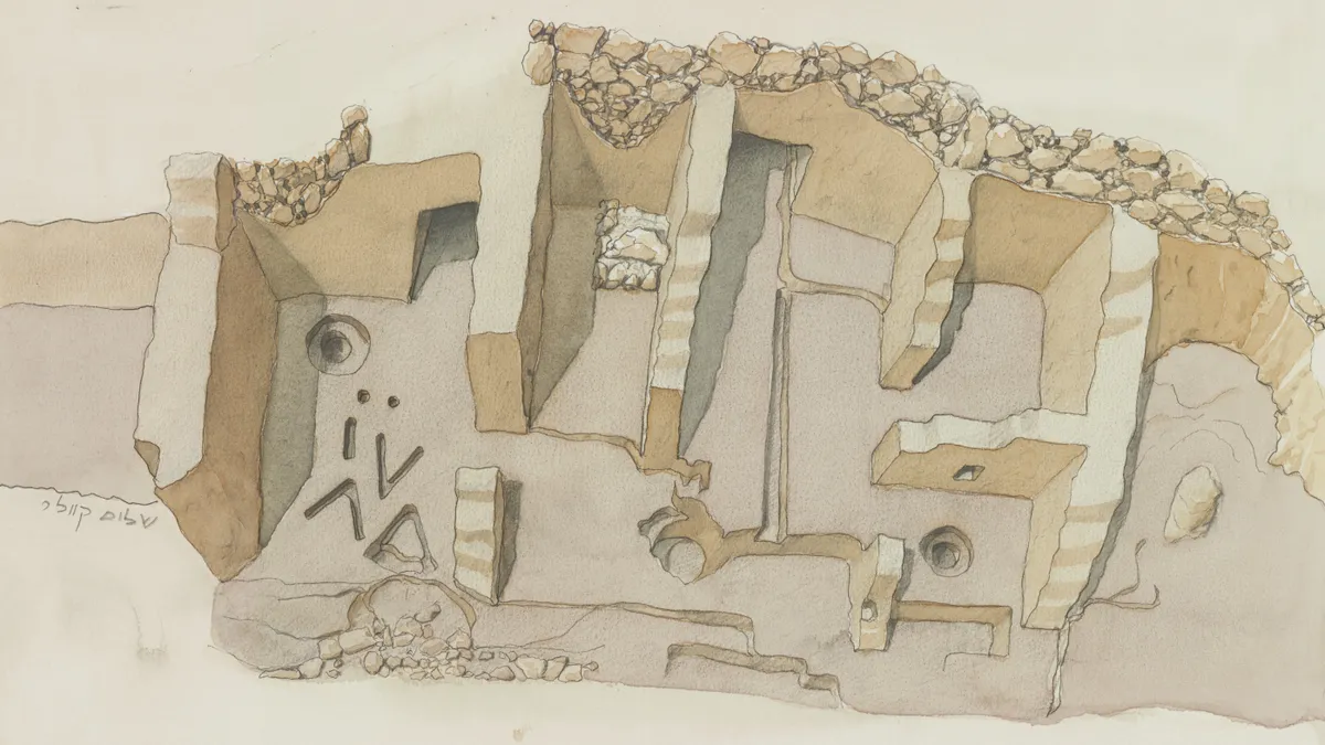 Реконструкция места раскопок в Городе Давида сверху.