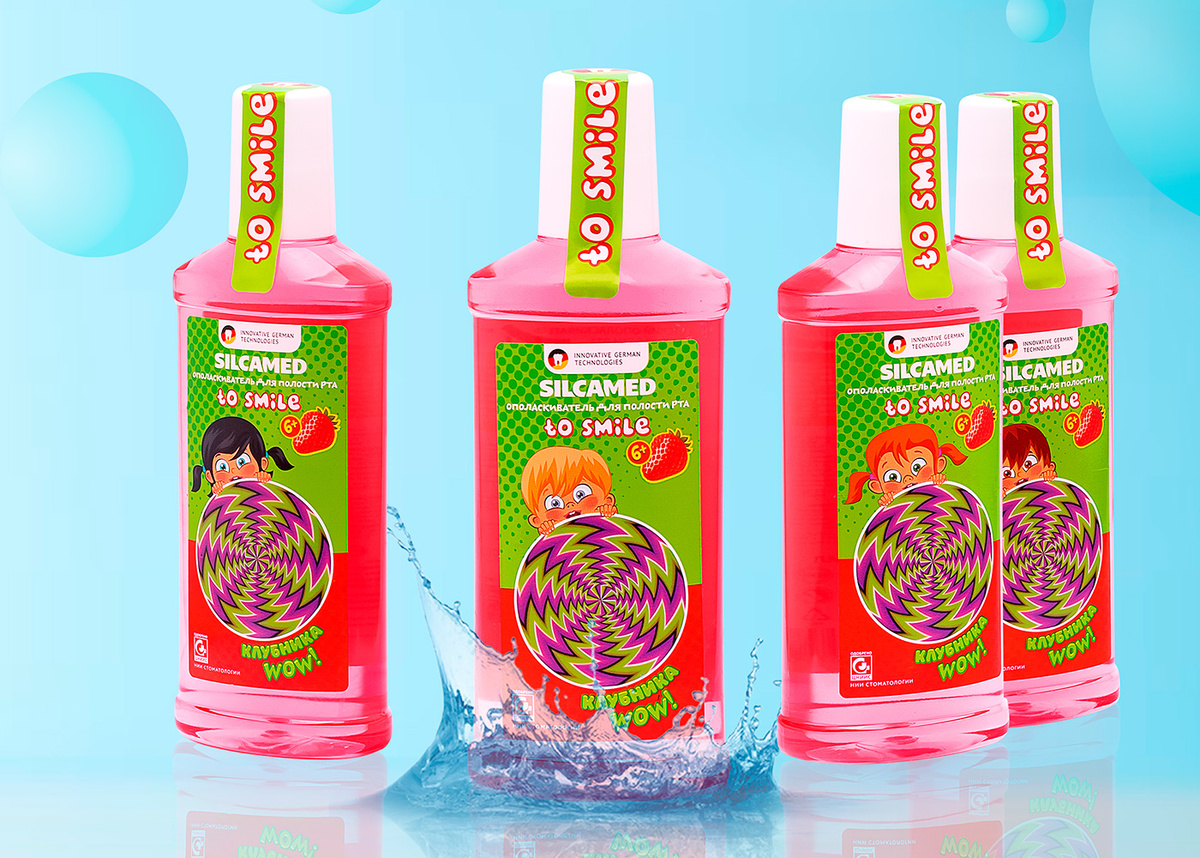 Детский ополаскиватель для рта SILCAMED TO SMILE КЛУБНИКА WOW