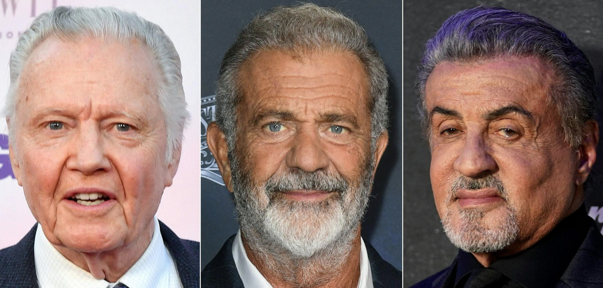 Трио в составе Джона Войта, Мела Гибсона и Сильвестра Сталлоне будет представлять Дональда Трампа в Голливуде © AFP/TIMOTHY A. CLARY