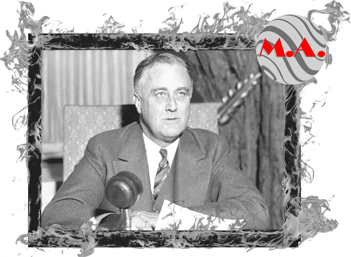Франклин Делано Рузвельт (30 января 1882 — 12 апреля 1945) — американский государственный и политический деятель, 32-й президент США от Демократической партии с 1933 года до своей смерти в 1945 году. Единственный президент Соединённых Штатов, пробывший на этом посту более двух сроков. Первые два срока Рузвельта были сосредоточены на борьбе с экономическими последствиями Великой депрессии, на третьем и четвёртом сроках он руководил страной в её участии во Второй мировой войне. Инициатор (1933) Нового курса. Рузвельт — единственный президент США, четырежды избиравшийся на этот пост. Возможно, его избрали бы и на пятый, но в апреле 1945 года Рузвельт умер, не дождавшись окончания своих президентских полномочий.