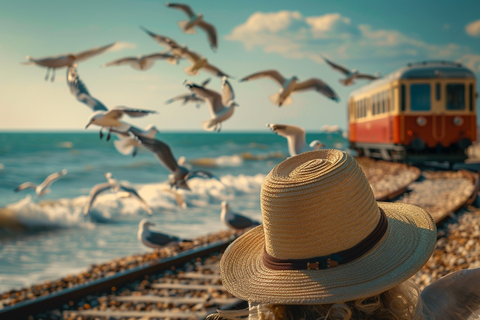 Иллюстрация поезд к морю