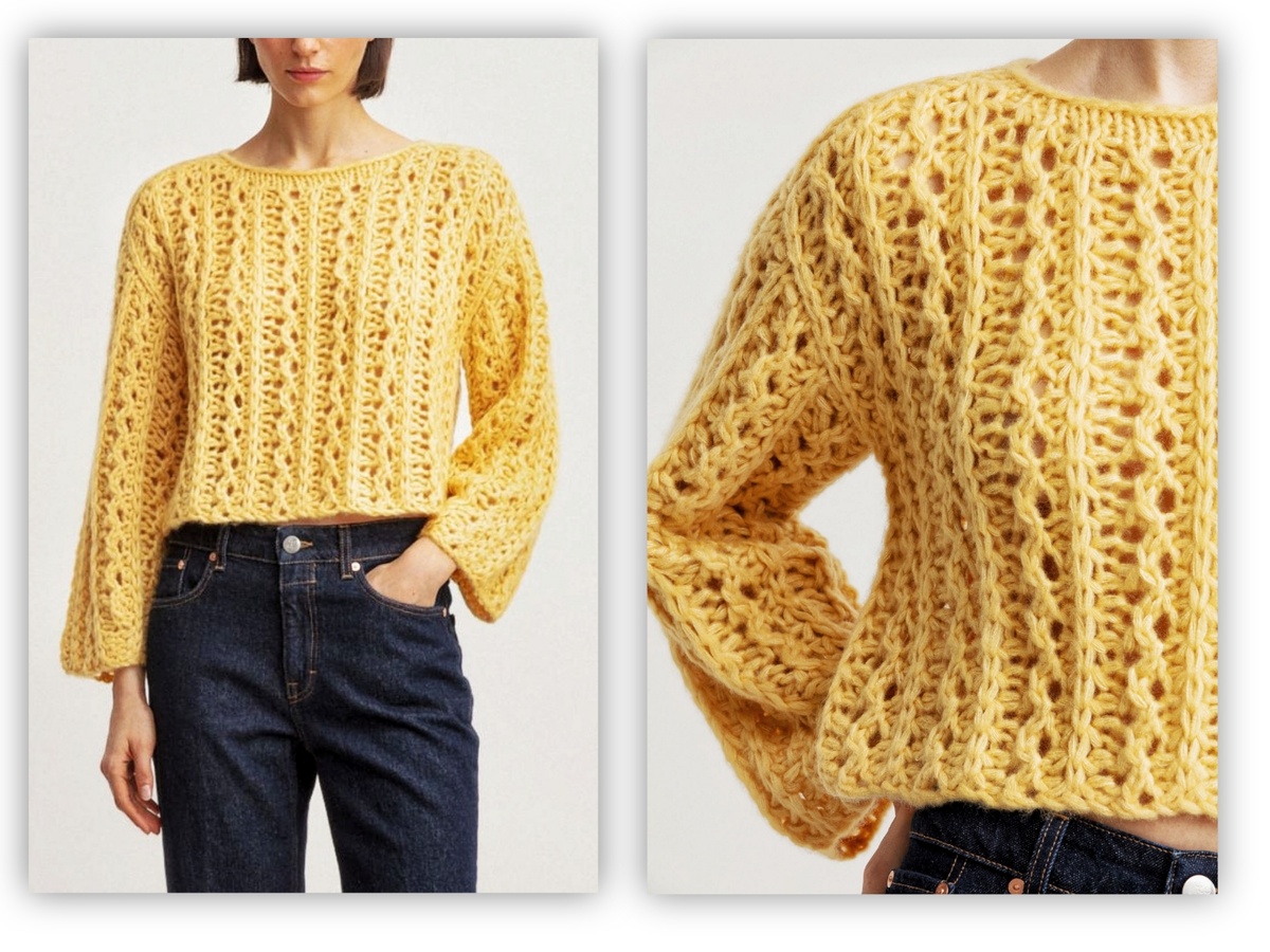 Кашемировый  (75% кашемир, 25% шёлк) ажурный джемпер от Ирис фон Арним