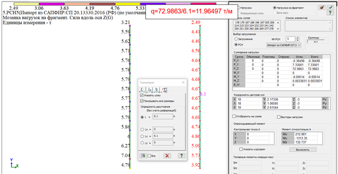 Схема к определению нагрузки на фундамент от несущей стены