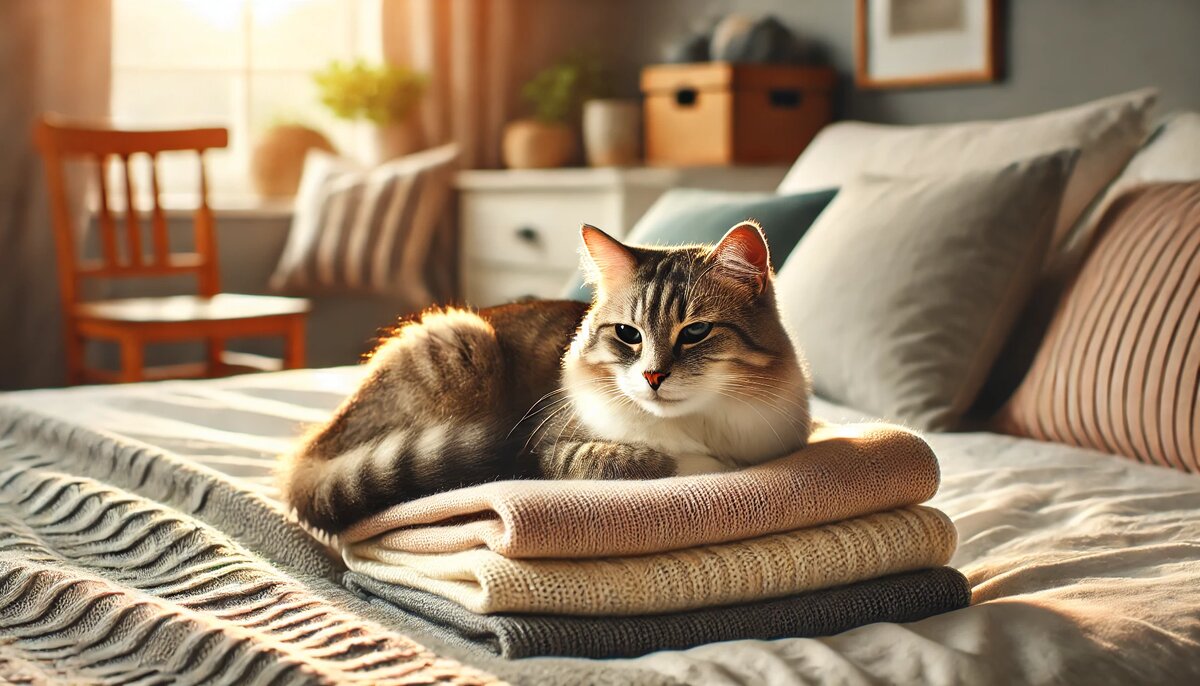 Почему кошка спит на одежде хозяина?