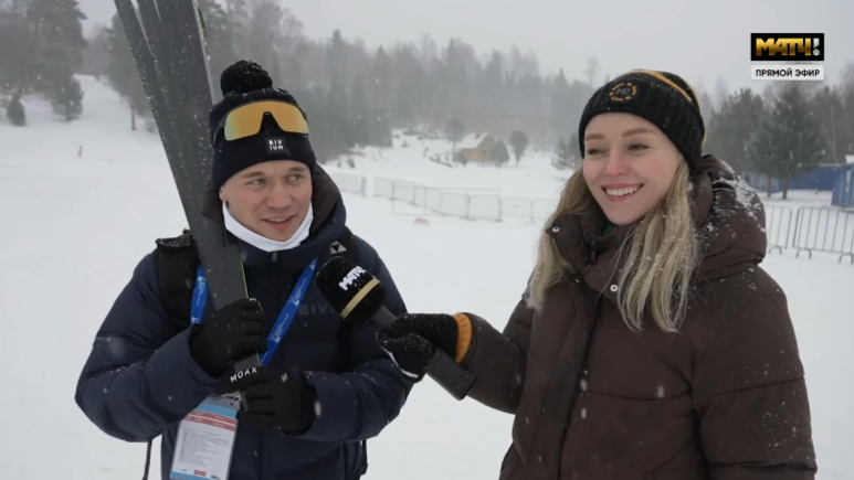 Скрин трансляции. Даниил Серохвостов и Анна Андронова. 