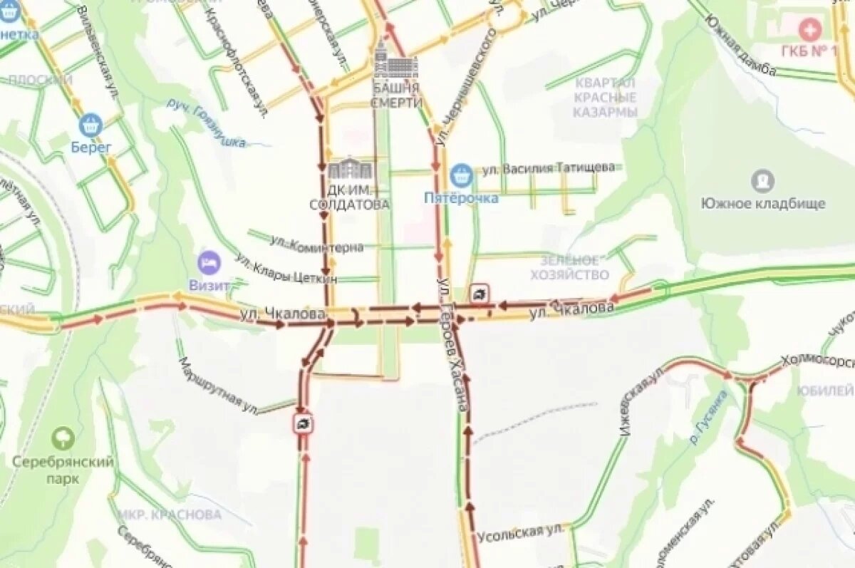    9-балльные пробки с ДТП сковали центральные улицы Перми