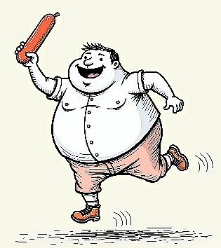 Утром на зарядку. Бежим за колбасой для завтрака.