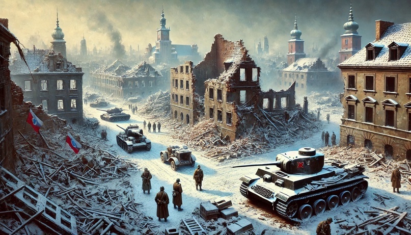 Январский день в Варшаве, 17 января 1945г. созданный искусственным интеллектом