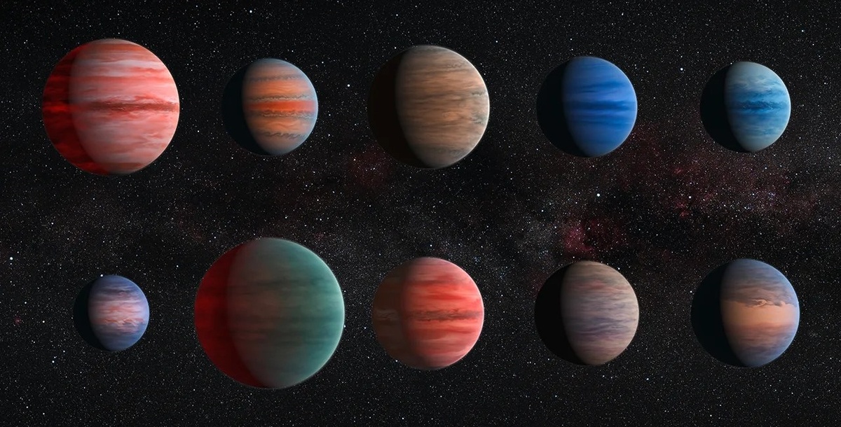 Экзопланеты – планеты за пределами Солнечной системы (Источник изображения:
https://science.nasa.gov/image-detail/clear-to-cloudy-hot-jupiters/)
