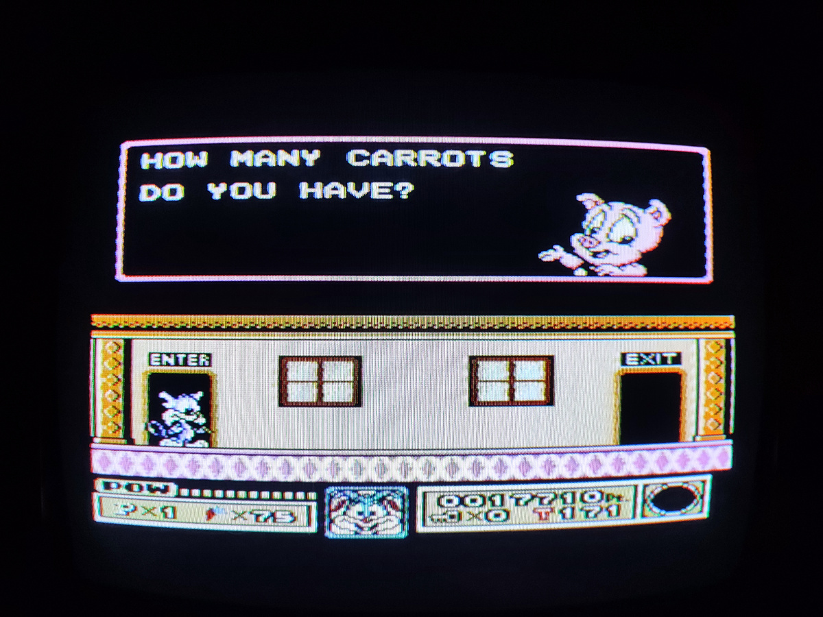 Фото сделаны мной. На фото игра "Tiny Toon. Оригинал игры "Tiny Toon Adventures" был разработан и издан Konami в 1991г. для NES. Директор Казуюки Ямашита, программист Юдзи Шибата. Фото демонстрирует начальную заставку игры, а так же общий визуальный фон игры. Подробнее об этом рассказано в статье. Все материалы принадлежат правообладателям и размещены исключительно в информационных целях.