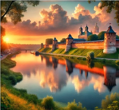 Вид на древний Смоленск с его крепостной стеной