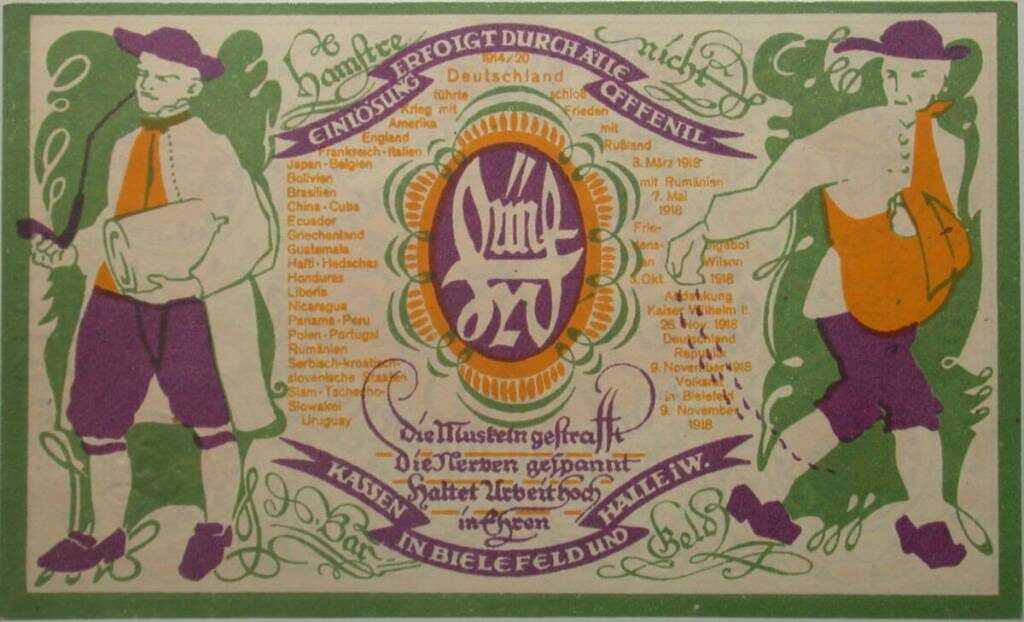 Нотгельд города Билефельд на 5 марок (реверс)