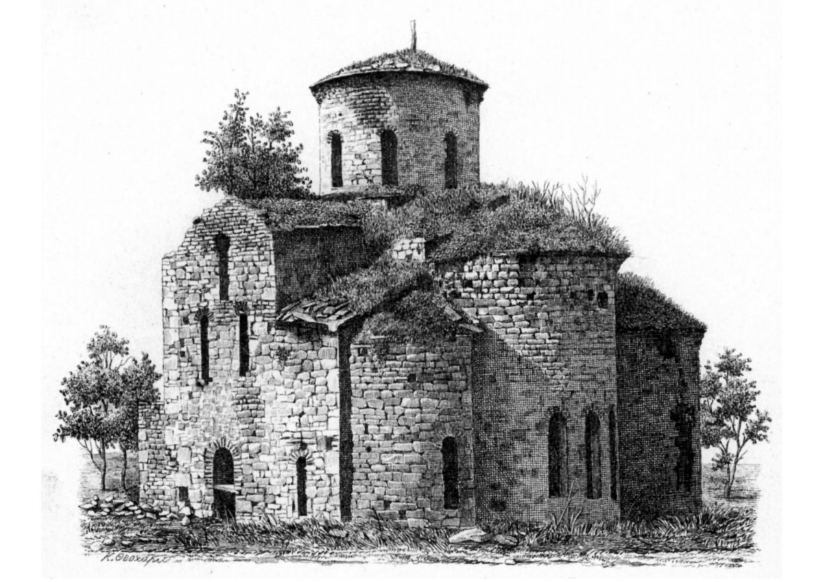 Средний Зеленчукский храм, хромо-литография, конец XIX века