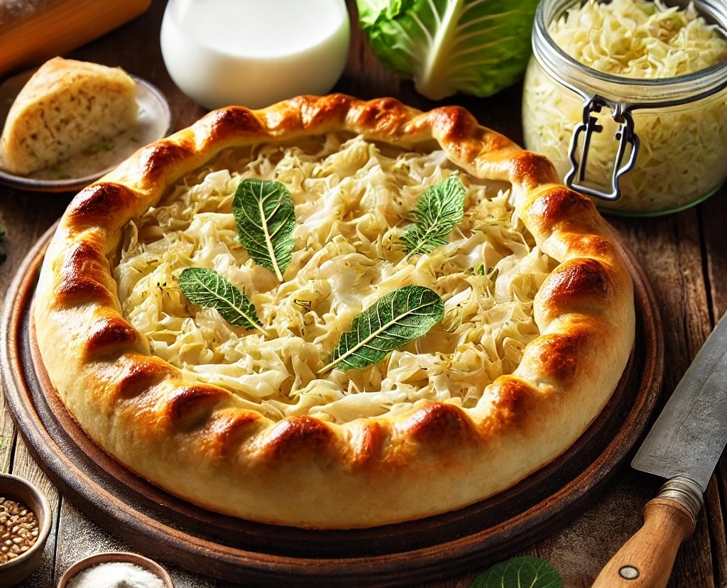 Заливной пирог с капустой, на молочной сыворотке 