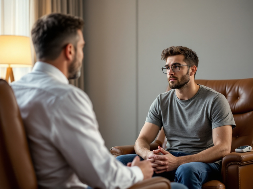 В уютном кабинете, окруженном книгами по психологии и философии, с современнейшей аппаратурой нейро и психо-физиологической обратной связи — Псикомпасом