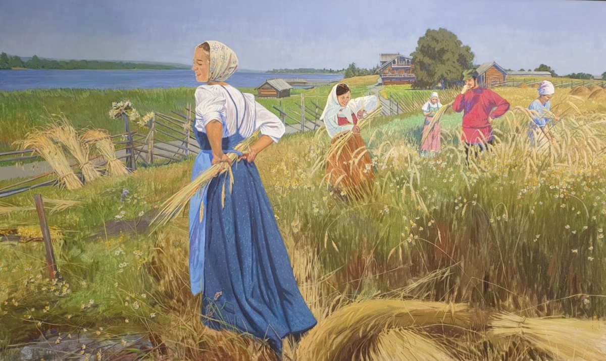 Анастасия Нестерова Зажинки - начало жатвы 2024 холст, темпера