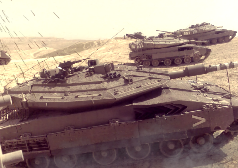 Танки "Merkava Mk-4", вид сбоку.