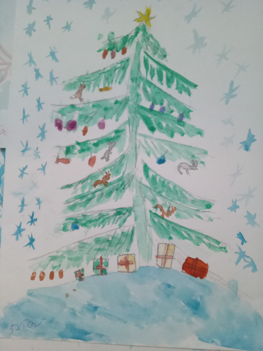 Предновогодний рисунок сына.