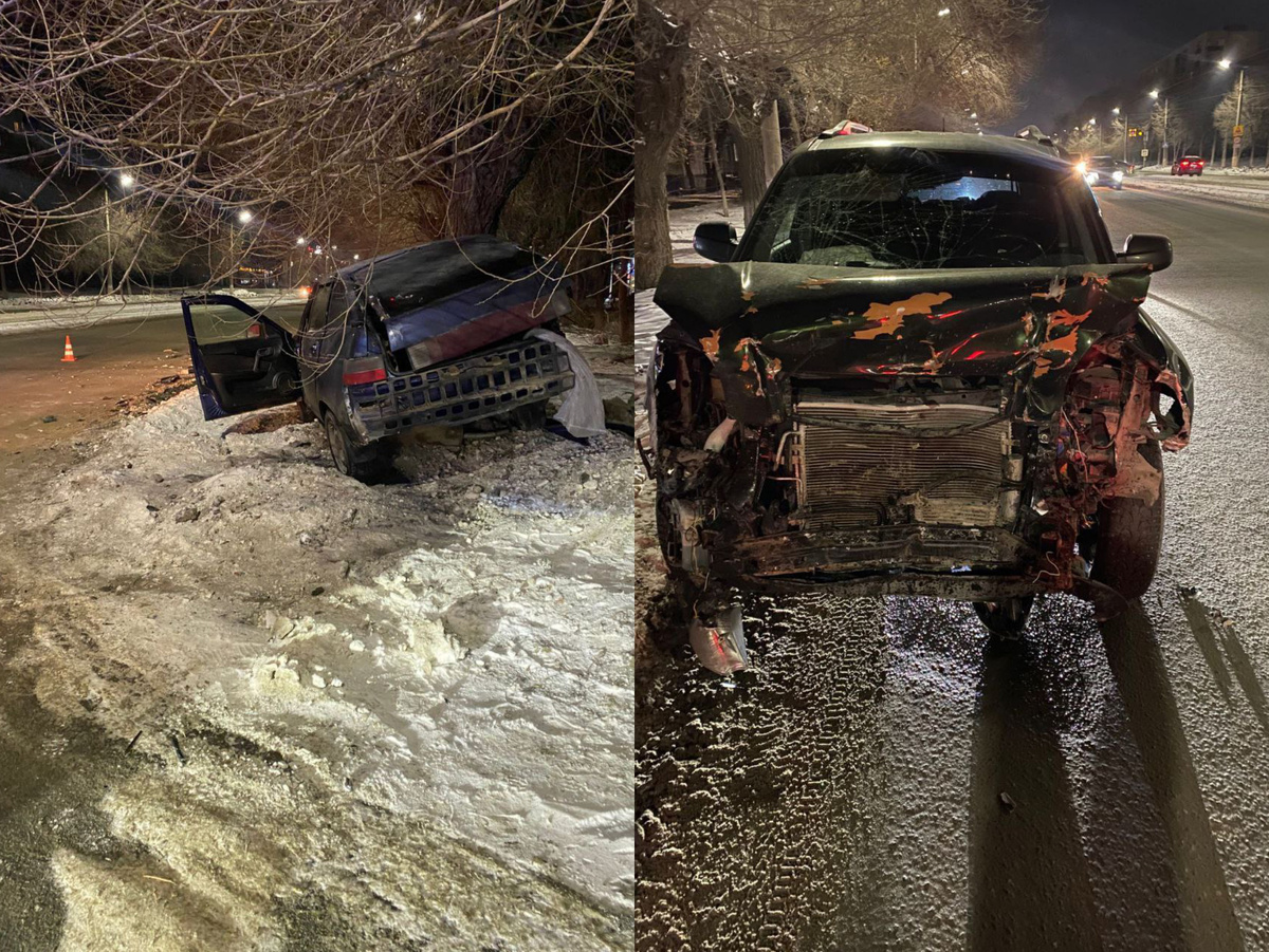    В Орске женщина за рулем ВАЗ сначала врезалась в Hyundai, а затем в дерево