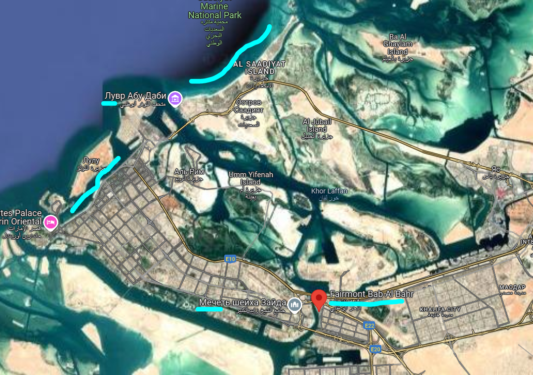 Расположение Фэйрмонт баб эль бахр в Абу Даби, ОАЭ