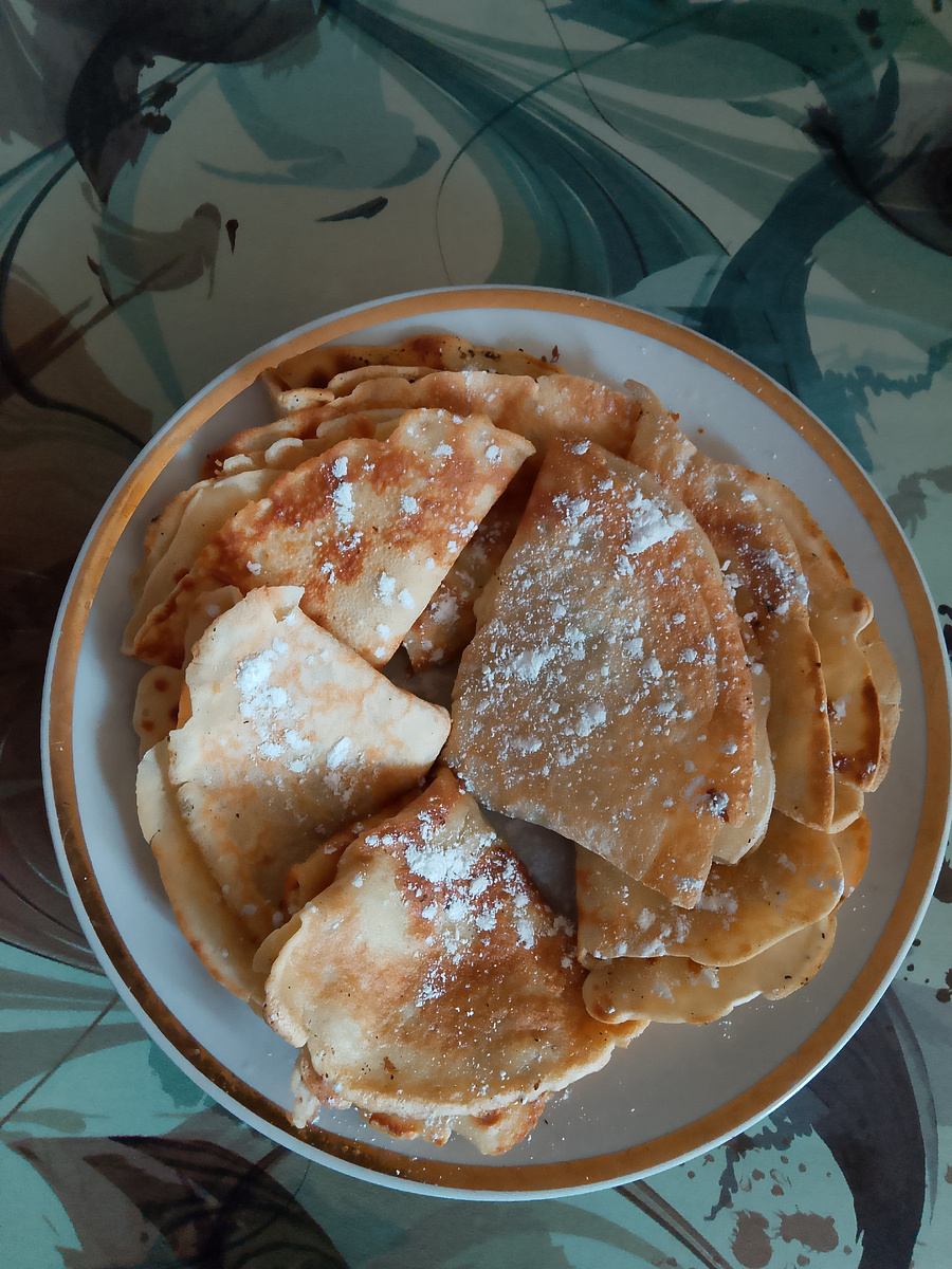 Блины на молоке и воде.