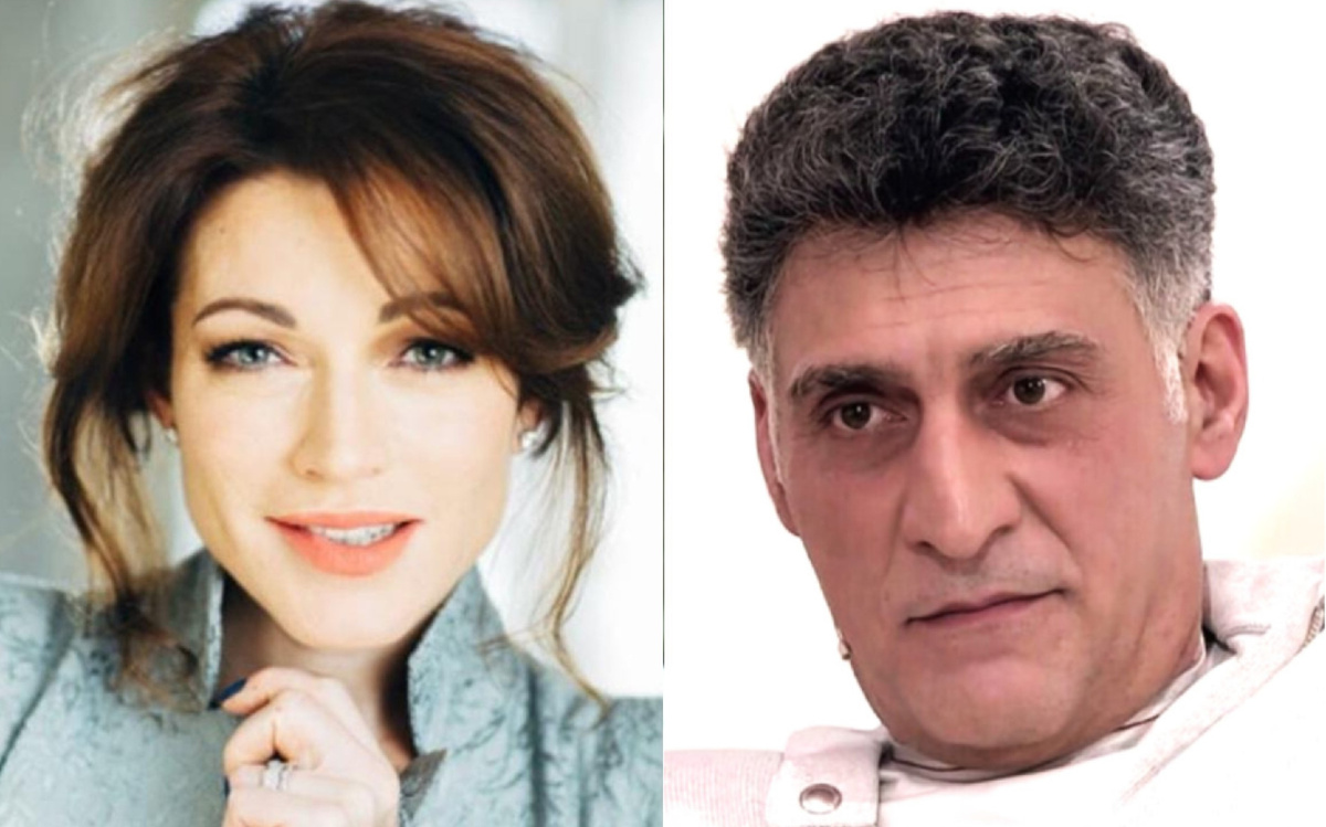 на фото Алена Хмельницкая и Тигран Кеосаян 