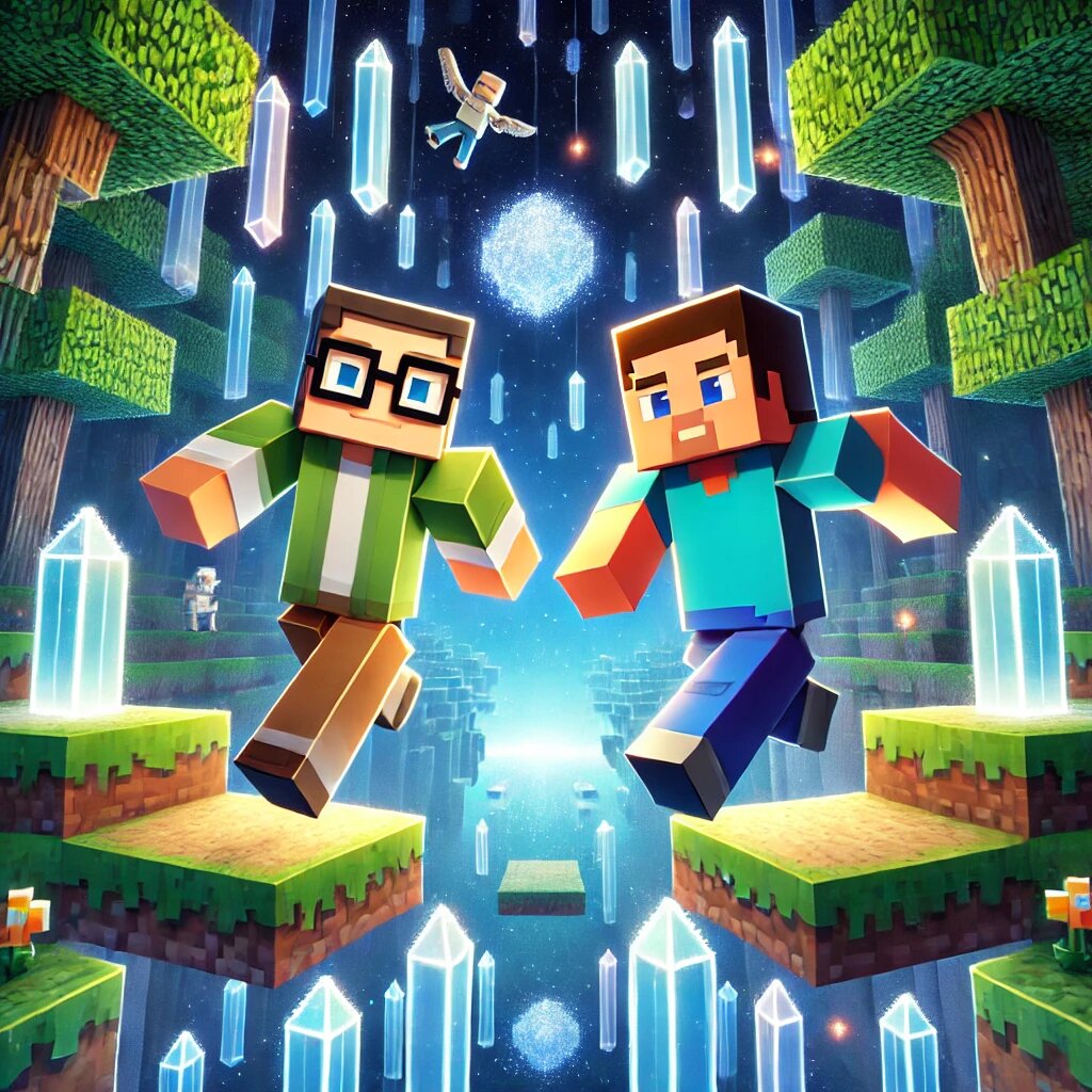 Вилл  и Стив проходят паркур в Лесу Вечных Звёзд Элдории