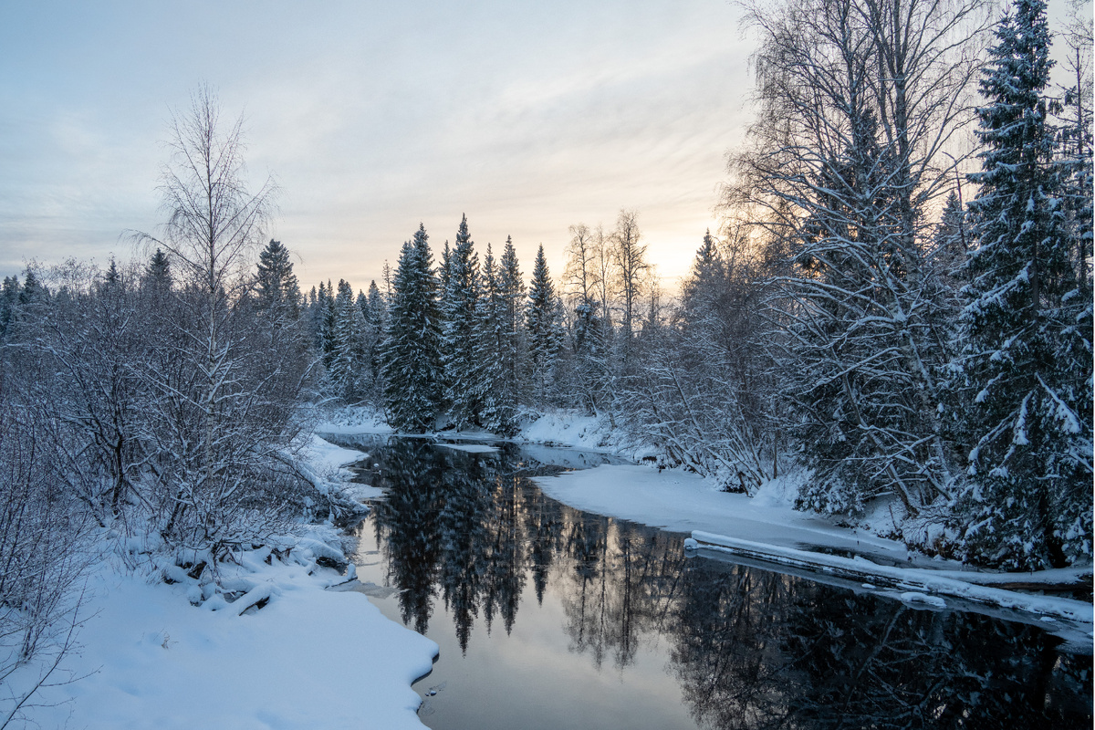 начало января, температура -10, а речка не замерзла