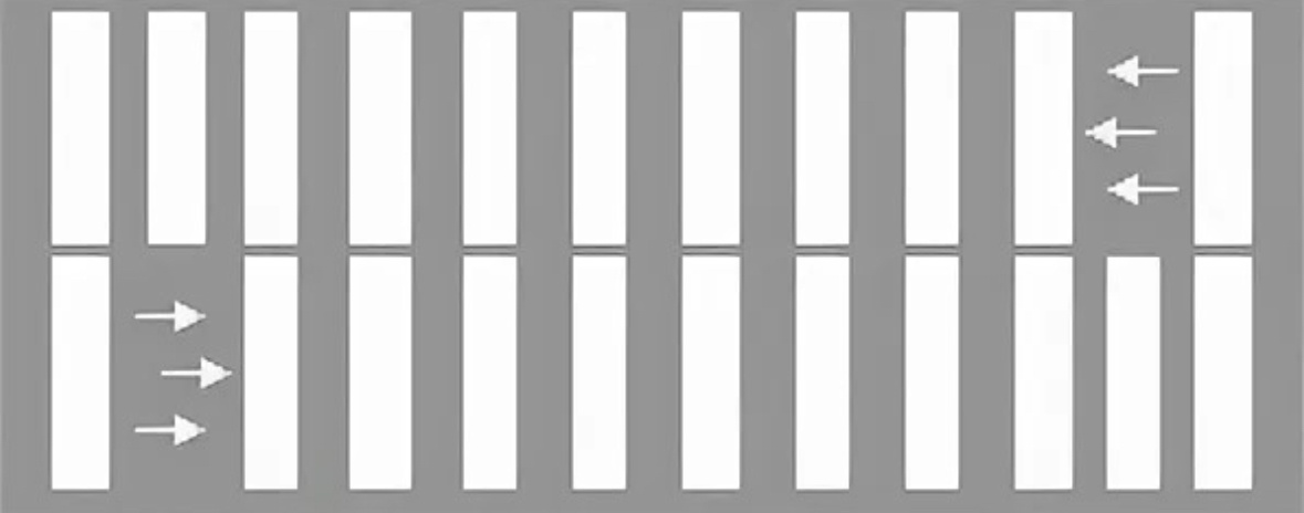 Стрелы разметки 1.14.2 указывают направление движения пешеходов.