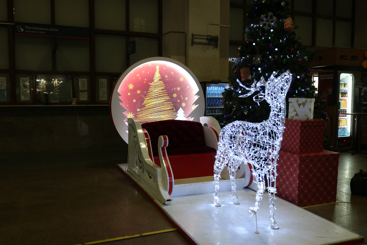 Новогодние сани на Балтийском вокзале.