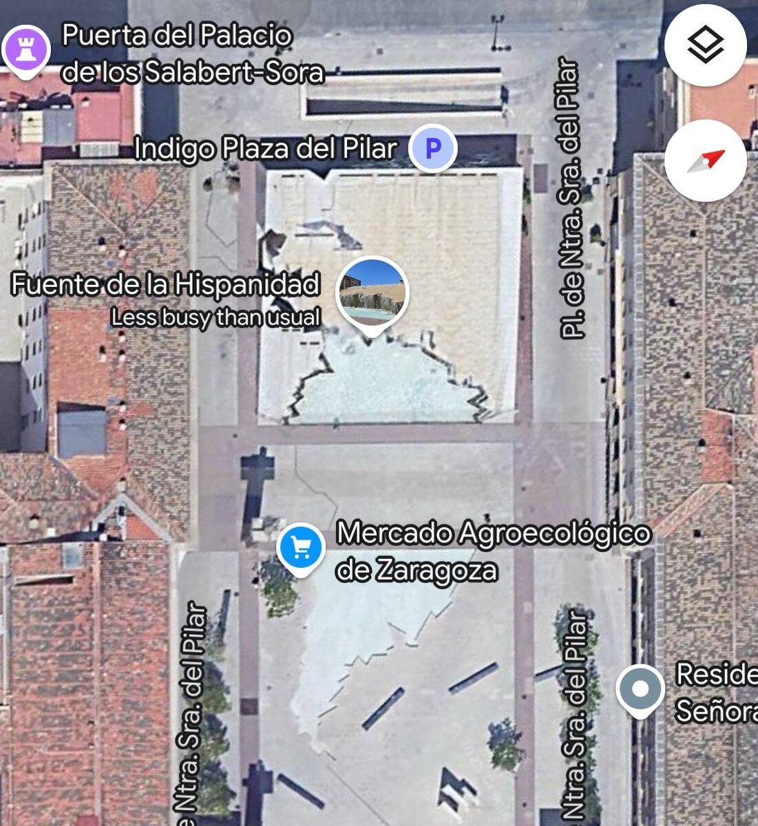 Фонтан Fuente de la Hispanidad в Сарагосе с высоты повторяет географическую форму Латинской Америки