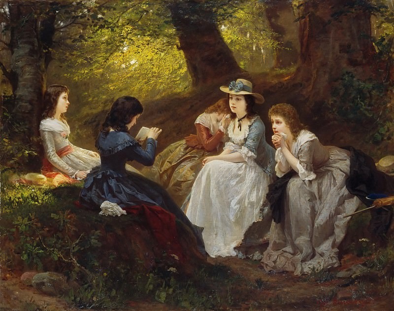 Вильгельм Амберг – Чтение романа Гёте «Страдания юного Вертера» - вот так, прямо,наверное, и читали невинные девушки - все в слезах и соплях...