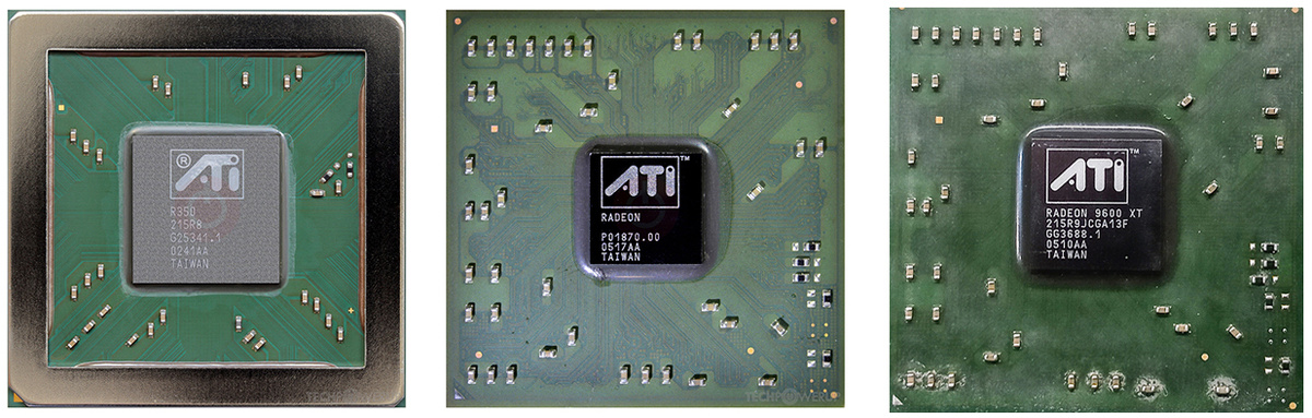 Видеопроцессоры R350 (150 нм), RV350 (130 нм) и RV360 (130 нм).