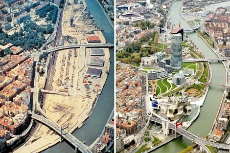 Набережная реки Нервьон в 1950-е и в 2000-е