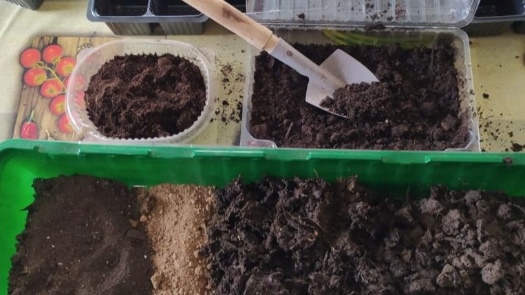  Все необходимое для подготовки рассады собираю на одном столе - так ничего не забуду