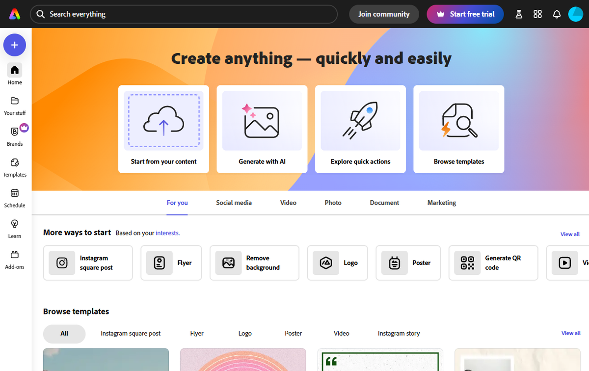 Adobe Express — удобный инструмент для простого создания графики и видео
