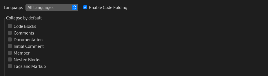 Настройки NetBeans - Font & Colors Folding - Сворачивание блоков кода Общие