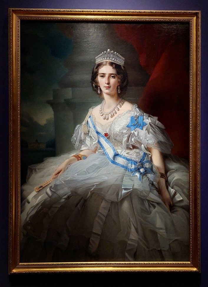 Копия с портрета княгини Татьяны Александровны Юсуповой, урожденной графини Рибопьер (1829-1879), кисти Франца Ксавера Винтерхальтера, примерно 1860-1870-е гг.. Оригинал хранится в собрании Эрмитажа, а вот эта копия из собрания Государственного музея-заповедника «Архангельское», фото автора статьи, январь 2025