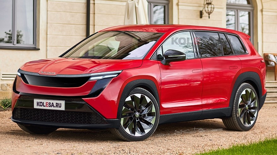   Рендер нового семиместного кроссовера Skoda