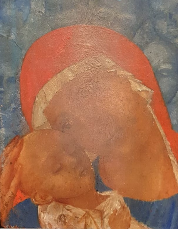 Кузьма Петров-Водкин Мадонна с ребенком. Пробуждающаяся 1922 дерево, масло