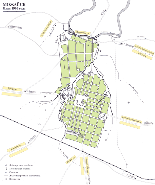 Можайск  на рубеже XIX - XX веков. План 1903 года