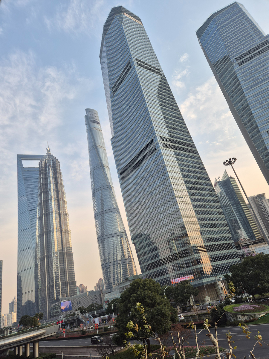 Вид с пешеходного кольца на проспект Пудун