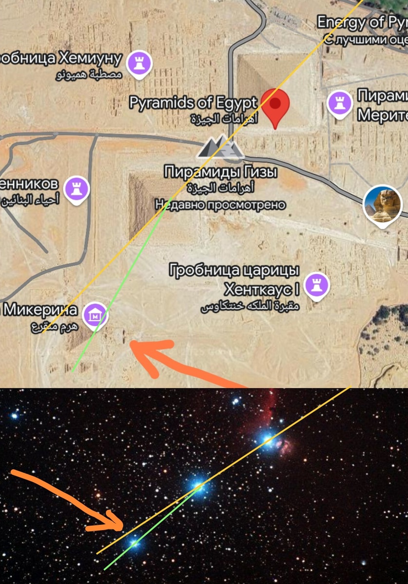 Положение трех великих пирамид Гизы соответствует расположению звёзд на поясе Ориона