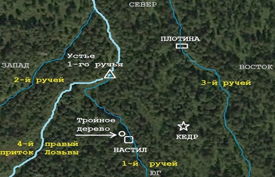 Схема 2. Показано место «плотины» Аскинази, на фоне  которой выполнены фото 2,3,4. 